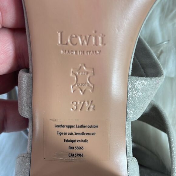 Lewit Metallic Tan Ankle Wrap Suede Block Heel Sandals Sz 37.5/7.5 - Picture 5 of 6